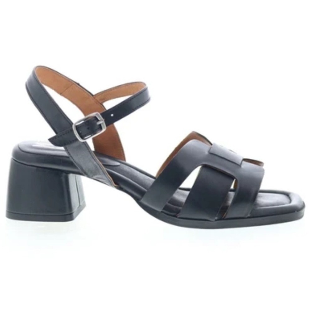 Miz Mooz Oakley Sandals Womens 10 Black Excellent Leather H-Strap Block Heel